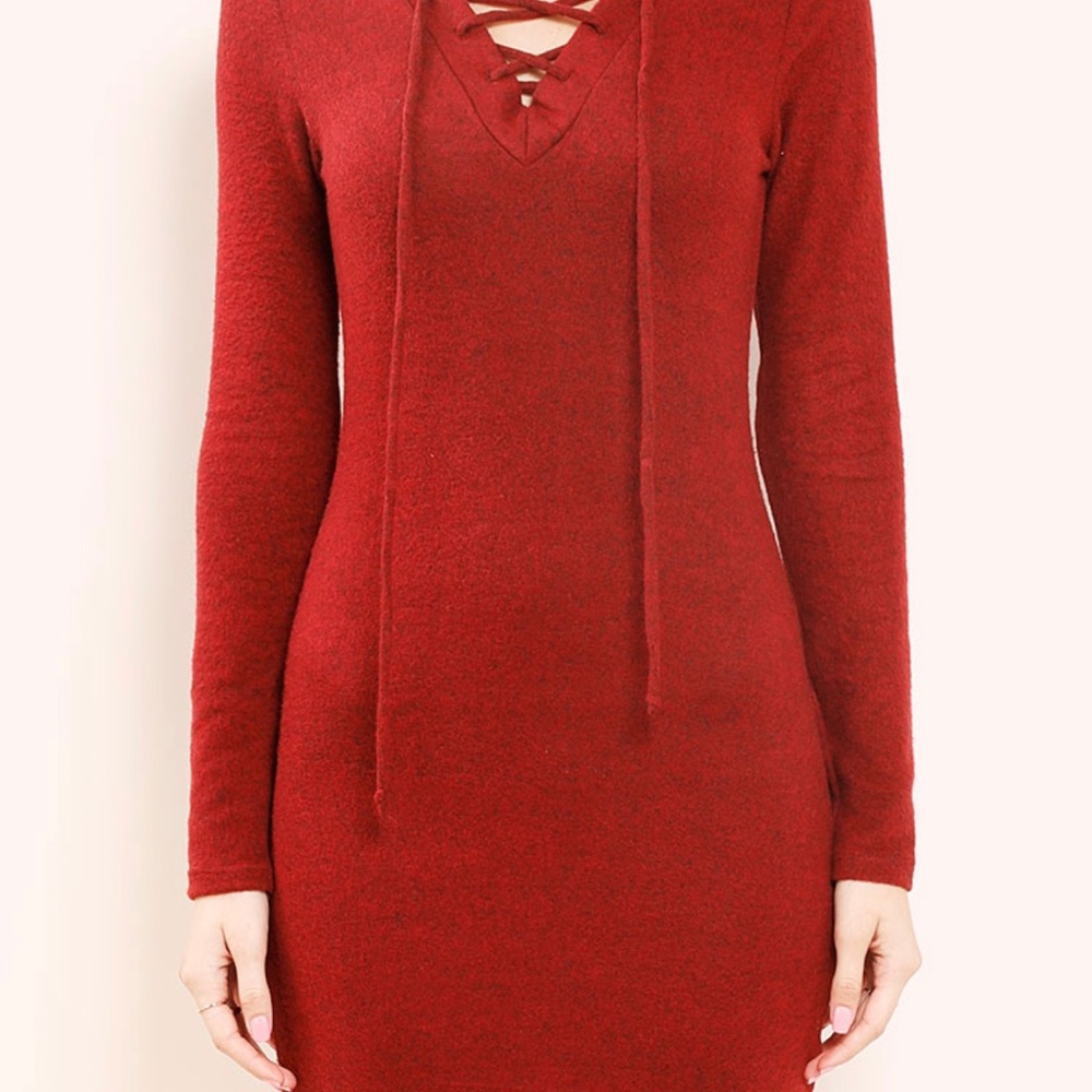‼️⚠️Sold Out‼️⚠️ Burgundy sweater dress - Picture 3 of 4